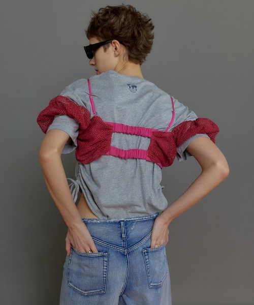 最終値下げ！MAISON SPECIAL！ メッシュレイヤードビスチェトップス セール】2way Slab Mesh Layered Bustier Tops/2WAYスラブ