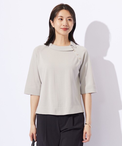 ニット セーター 「洗える」COTTON POLYESTER 襟付き ニット レディース