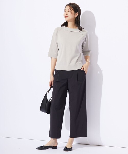 ニット セーター 「洗える」COTTON POLYESTER ニットポロ レディース ニット セーター 「洗える」COTTON POLYESTER 襟付き レディース