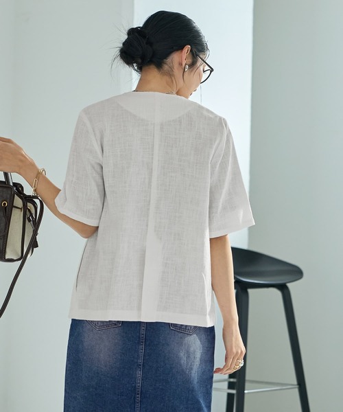 20-60代からのファッション通販  STYLE DELI ジャケット ノーカラージャケット 綿麻ノーカラー ジャケット・アウター