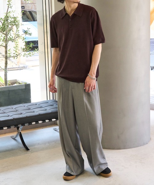 【極美品】Settefili Cashmere ハイゲージ　ニットポロシャツ コットン ハイゲージ ニットポロシャツ 330001050