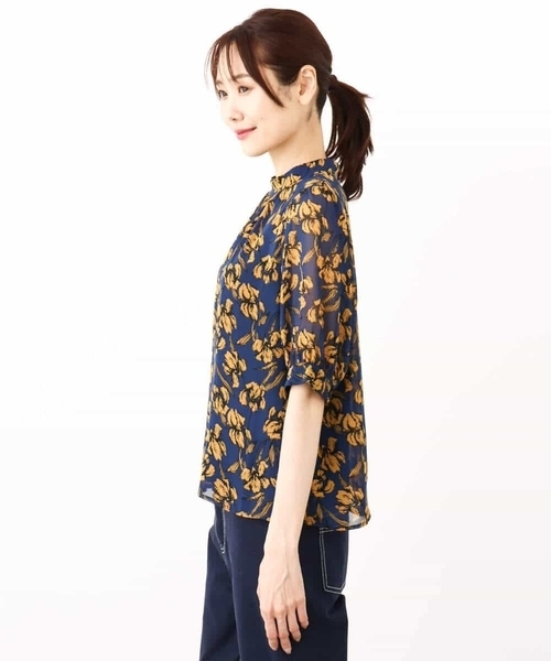 ブラウス シャツ 2024AW/モダンフラワープリントブラウス/洗える レディース MK MICHEL KLEIN ブラウス シャツ 2024AW/モダンフラワー