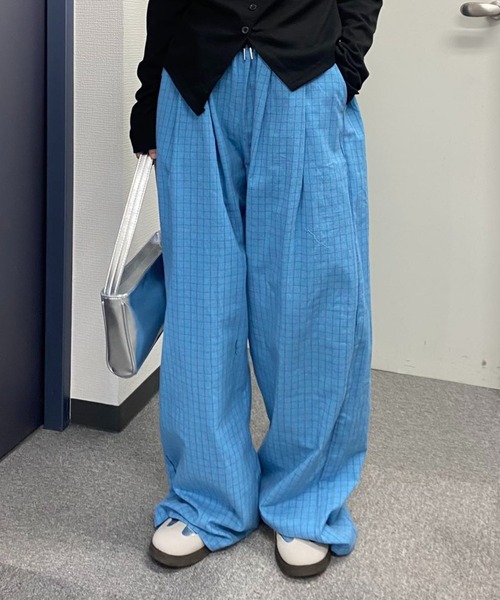 パンツ チェックワイドレッグパンツ レディース : ZOZOTOWN