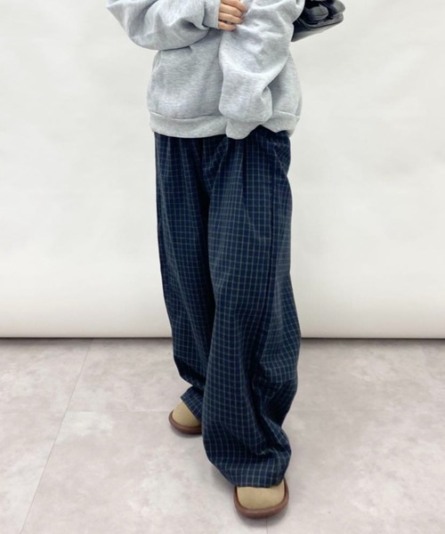 送料込/関税込■Norma Kamali■チェック柄ワイドレッグパンツ パンツ チェックワイドレッグパンツ レディース : ZOZOTOWN