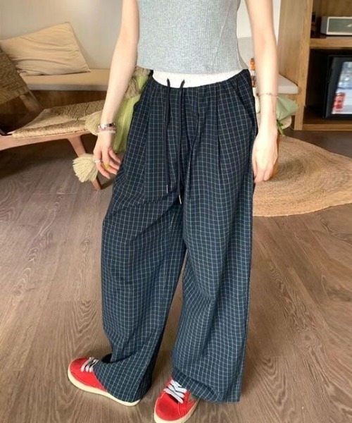 パンツ チェックワイドレッグパンツ レディース : ZOZOTOWN Yahoo!店