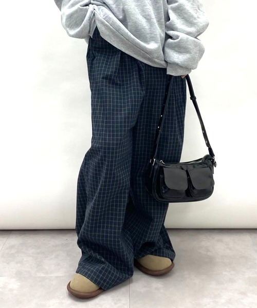 パンツ チェックワイドレッグパンツ レディース : ZOZOTOWN Yahoo!店