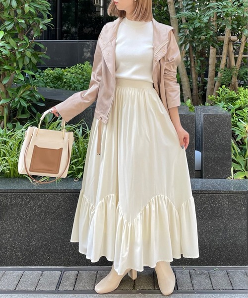 clear スカート 「低身長サイズ有」裾切替デザインロングスカート