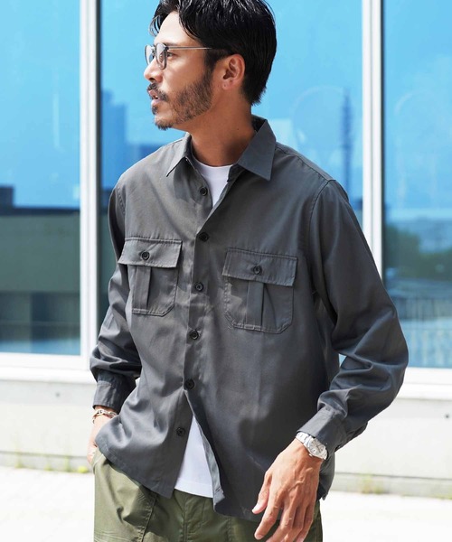 JIGGYS SHOP シャツ 長袖サファリシャツ メンズ : ZOZOTOWN