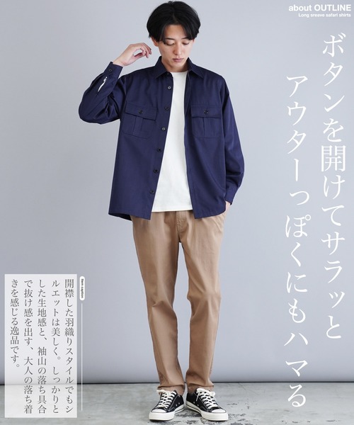 JIGGYS SHOP シャツ 長袖サファリシャツ メンズ : ZOZOTOWN