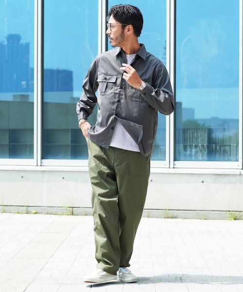 JIGGYS SHOP（ジギーズショップ） シャツ 長袖サファリシャツ メンズ