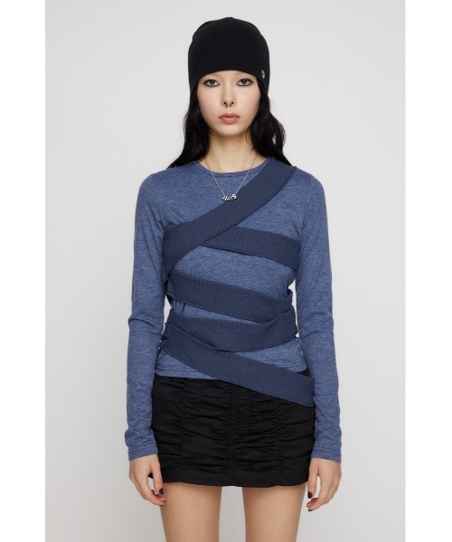 ラグアジェム　laguagem トップス　ネイビー LAGUA GEM（ラグアジェム） tシャツ WRAP AROUND トップス レディース