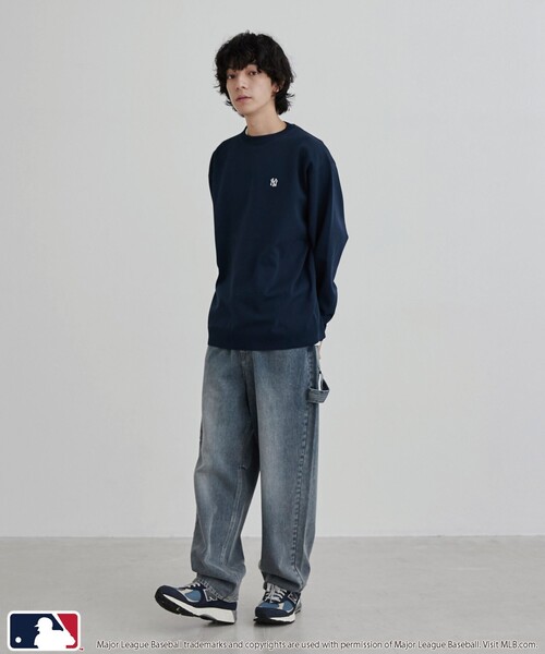 MLB セーター ニット MLB別注 エンブレム付きクルーネックニット