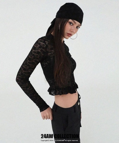 カーディガン 「Uglyshadow」LACE FRILL CARDIGAN レディース