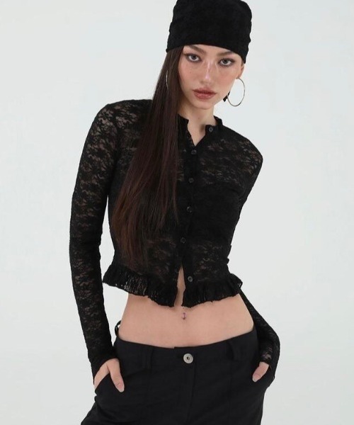 カーディガン 「Uglyshadow」LACE FRILL CARDIGAN レディース UGLY SHADOW カーディガン 「Uglyshadow」LACE FRILL CARDIGAN