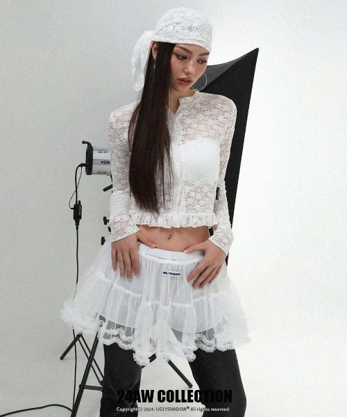 カーディガン 「Uglyshadow」LACE FRILL CARDIGAN レディース UGLY SHADOW カーディガン 「Uglyshadow」LACE FRILL CARDIGAN