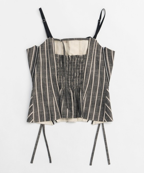 ブラウス シャツ Stripe Lace Up Bustier/ストライプレースアップビスチェ「MAISON SPECIAL/メゾンスペシャル」セッ MAISON SPECIAL ブラウス シャツ Stripe Lace Up Bustier