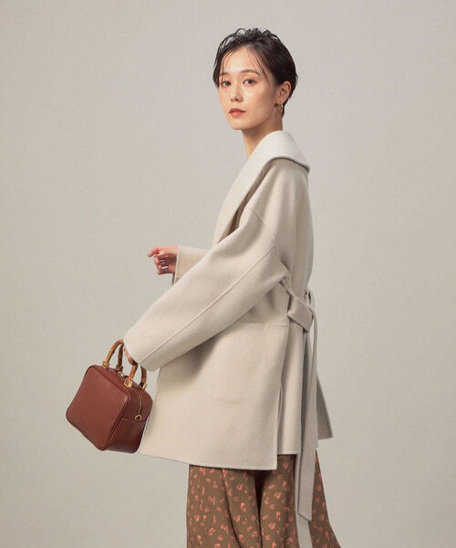 新品タグ付　ノーリーズ　ノーカラーコート　サイズ36 NOLLEY'S（ノーリーズ） ノーカラーコート 36 サックスブルー