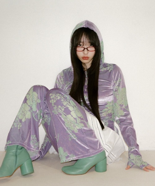 igi OPAL VELOUR HOODIE TEE パープル igi パーカー OPAL VELOUR HOODIE TEE / ベロアフーディー レディース