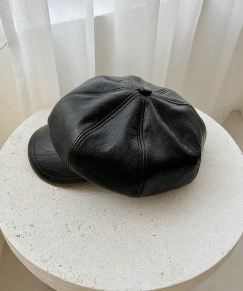 Ada. 帽子 キャスケット ヴィンテージライク フェイクレザー