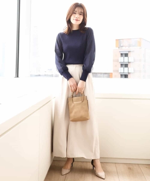 OFUON / オフオン シフォンチュール袖ニット/洗える/WEB限定サイズあり シフォンチュール袖ニット/洗える/WEB限定サイズあり（ニット