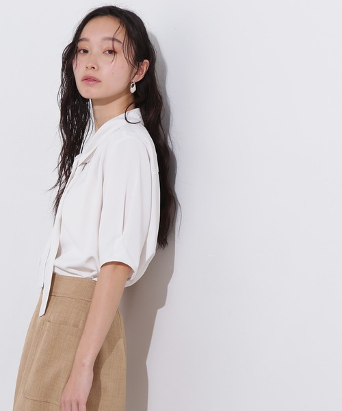 ブラウス シャツ コットンライクナチュラルローンボウブラウス レディース NATURAL BEAUTY BASIC ブラウス シャツ 「美人百花掲載」シアー