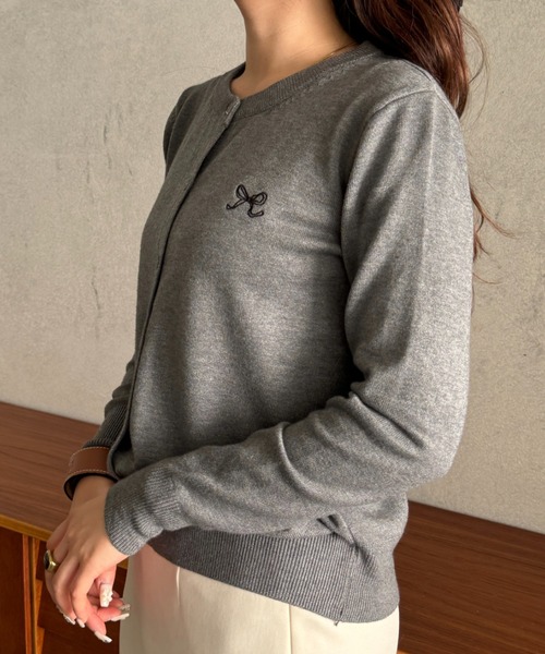 efill カーディガン リボン刺繍の 春 ニット レディース