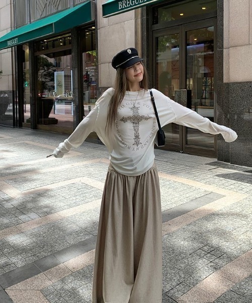 ViViDAY tシャツ デザイン十字架長袖tシャツ レディース メンズ