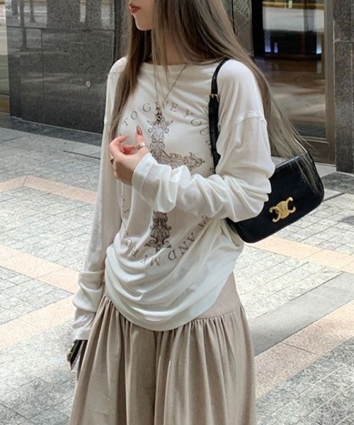 ViViDAY tシャツ デザイン十字架長袖tシャツ レディース メンズ