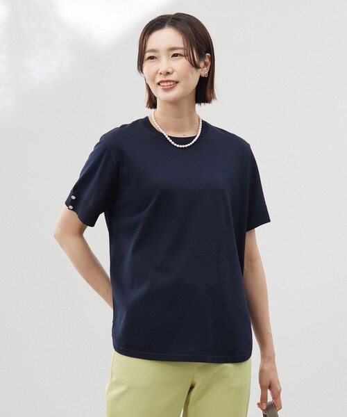 ニット セーター 「洗える」COTTON POLYESTER 袖ボタン ニット レディース