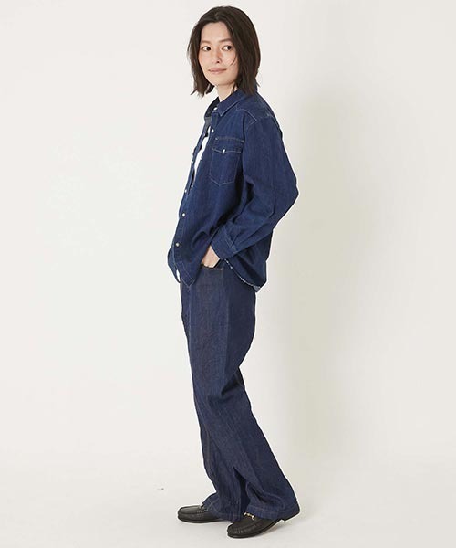 ブラウス シャツ ライトデニム ウォッシュド ウエスタンシャツ ウイメンズ レディース BLUE ブラウス シャツ ライトデニム ウォッシュド ウエスタン