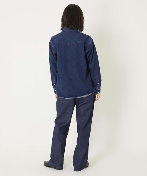 BLUE ブラウス シャツ ライトデニム ウォッシュド ウエスタン