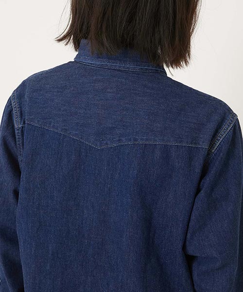 BLUE ブラウス シャツ ライトデニム ウォッシュド ウエスタン