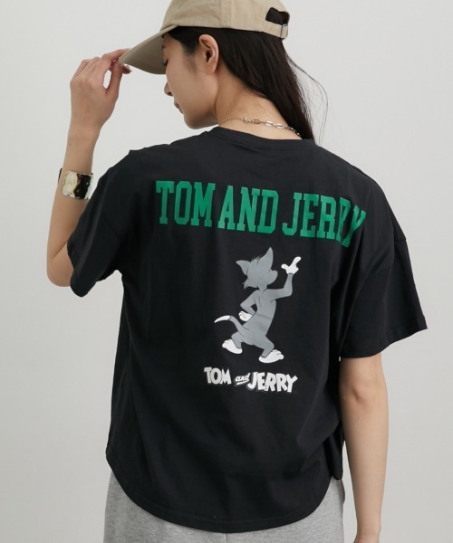 アトリエggトムとジェリー LOVE LETTER Tシャツ 1½ tシャツ トムとジェリーTシャツ（後ろ姿プリント） レディース