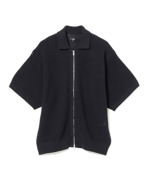 beams ビームス　メッシュ　ニット　ポロシャツ　ブラック ケーブル編み BEAMS ポロシャツ メッシュ ニット メンズ : ZOZOTOWN Yahoo!店