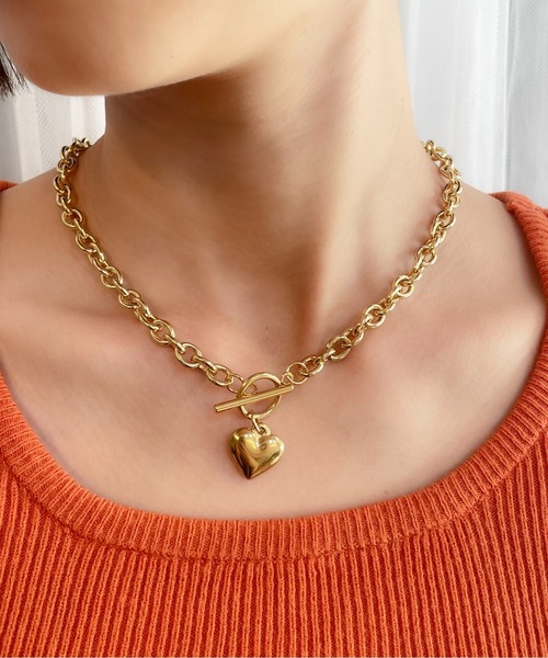 rae ネックレス 「rae」OTバックルハートモチーフチェーンネックレス