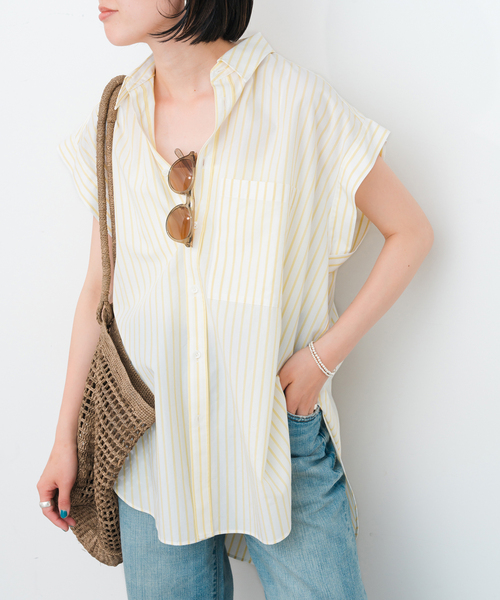 Spick＆Span ブラウス シャツ フレンチスリーブロングシャツ