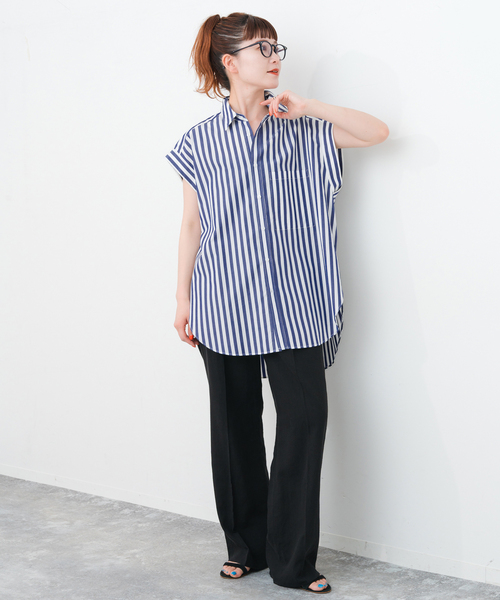 ブラウス シャツ フレンチスリーブフリルブラウス レディース Spick＆Span ブラウス シャツ フレンチスリーブロングシャツ