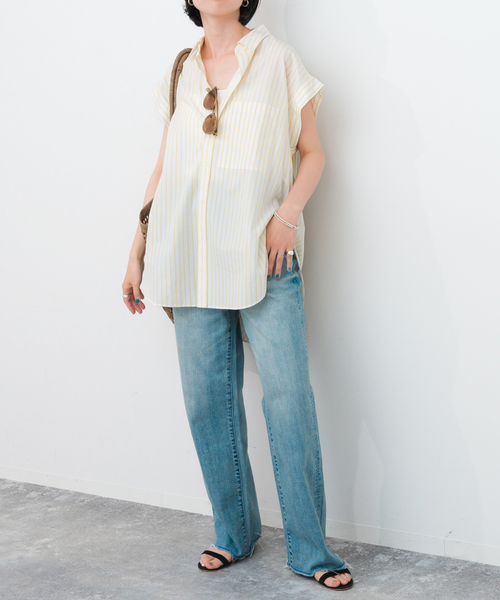 Spick＆Span ブラウス シャツ フレンチスリーブロングシャツ