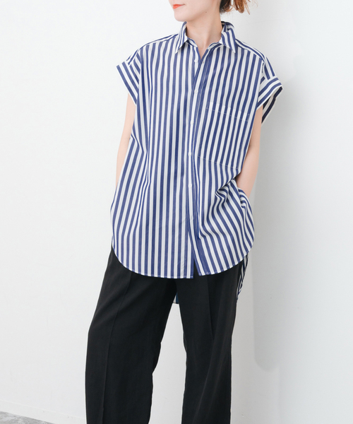 Spick＆Span ブラウス シャツ フレンチスリーブロングシャツ
