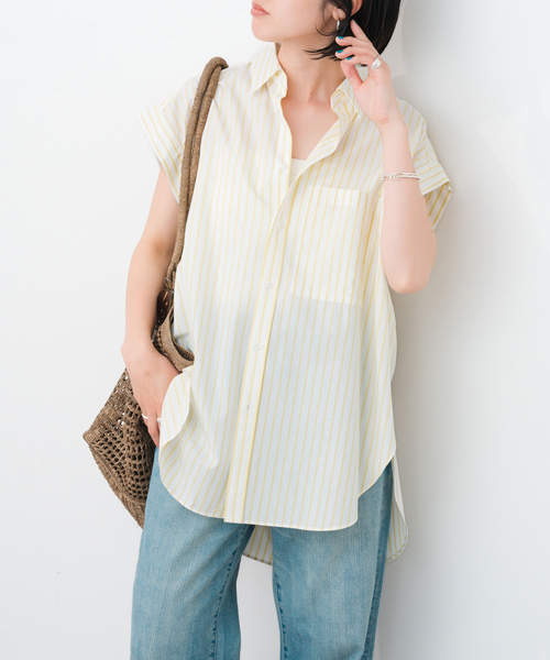 Spick＆Span ブラウス シャツ フレンチスリーブロングシャツ