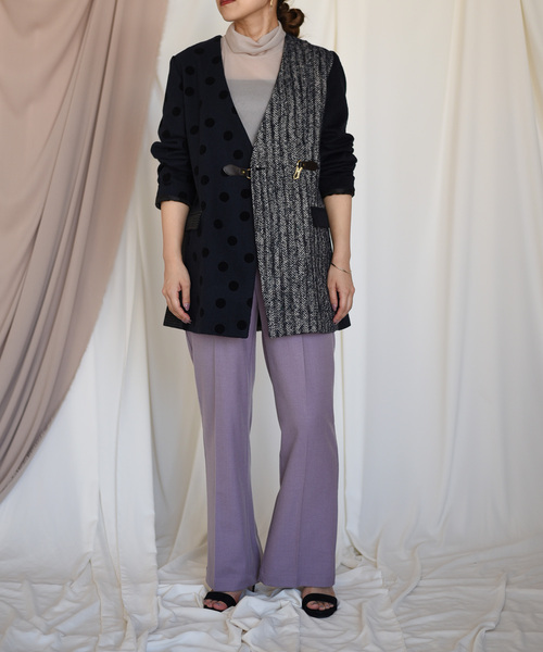 Eimee Law ノーカラージャケット　袖　38 ネイビー Eimee Law（エイミーロウ） ノーカラージャケット 38 ネイビー