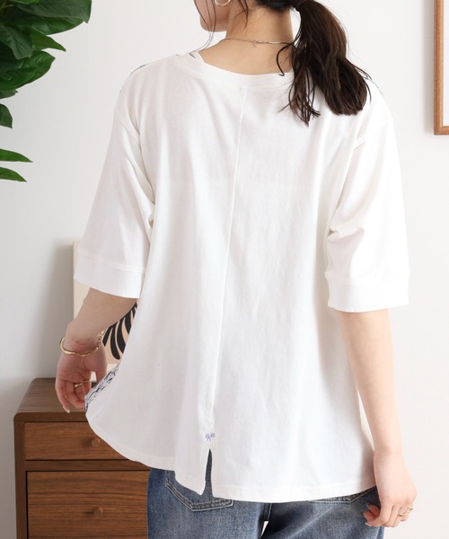 Emago tシャツ EMAGO どこにいるのかな刺繍Tシャツ レディース