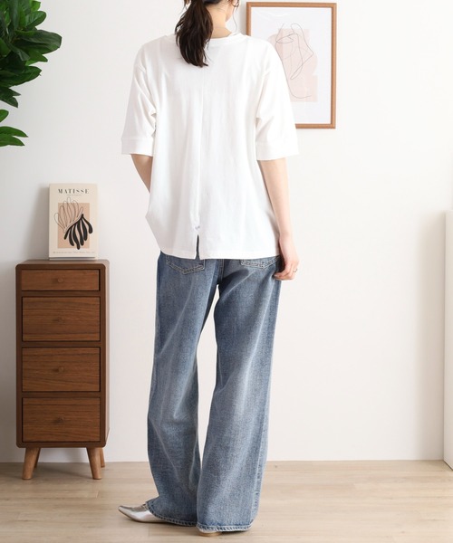 どこにいるのかな刺繍Tシャツ emago ナチュラル カジュアル 大人 かわいい 北欧 Emago tシャツ EMAGO どこにいるのかな刺繍Tシャツ レディース