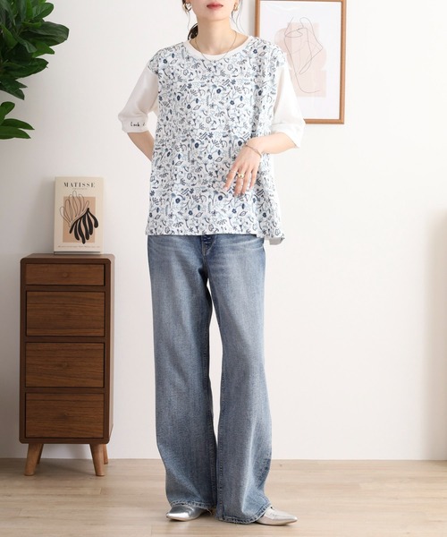 どこにいるのかな刺繍Tシャツ emago ナチュラル カジュアル 大人 かわいい 北欧 Emago tシャツ EMAGO どこにいるのかな刺繍Tシャツ レディース