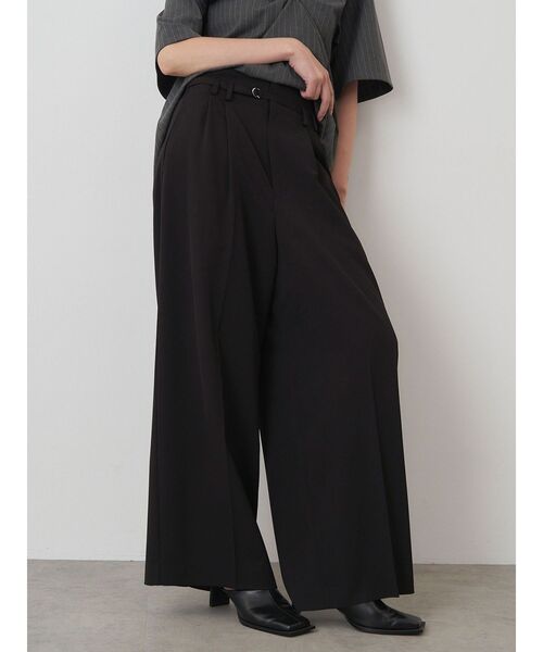 ワイドパンツ パンツ ハイウエストタックワイドパンツ レディース