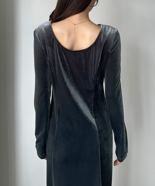 Louere（ルエレ） ワンピース 前後2wayベロアセミフレアワンピース