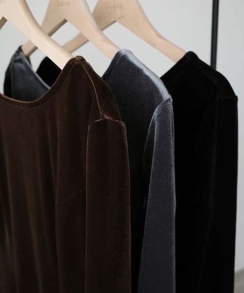 Louere（ルエレ） ワンピース 前後2wayベロアセミフレアワンピース