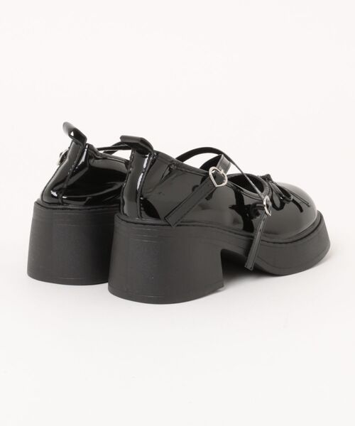 【美品】ARTESANOS メリージェーン ローファー 23.5 黒 本革 厚底 ローファー リボンWストラップ厚底ヒールメリージェーン レディース