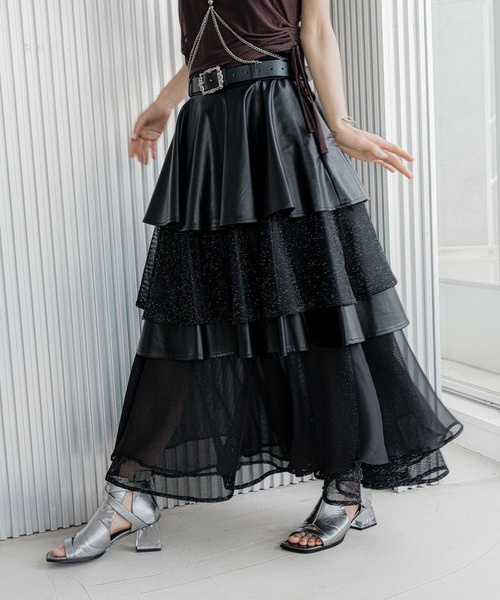 完売品　HARE 2way レザースカート HARE（ハレ）の「【EDGY MODE SET UP対応】2WAYフェイクレザー