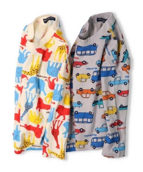 moujonjon（ムージョンジョン） tシャツ 動物・車総柄接結長袖Tシャツ 